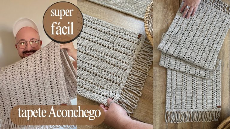 Tapete de Crochê Retangular Aconchego com Franjas – Passo a Passo