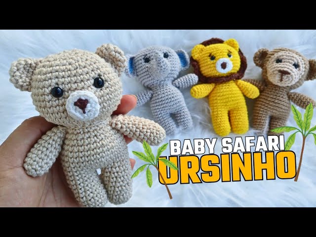 Ursinho Amigurumi de 13 cm – Coleção Baby Safari Passo a Passo