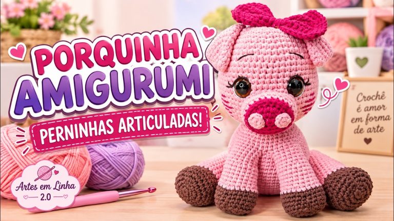 Porquinha Amigurumi com Pernas Articuladas – Passo a Passo Parte 1