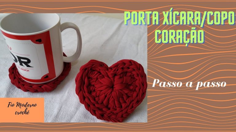 Porta Copo Coração Fio de Malha – Fácil e Econômico